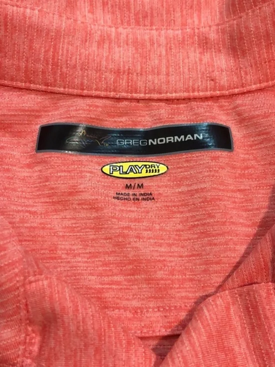 Greg Norman Play Dry Performance Golf Polo – Salmon Coral Orange Shark Logo - Picture 2 of 8